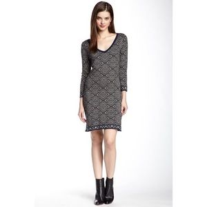 Max Studio geometric printed bodycon sweater dress